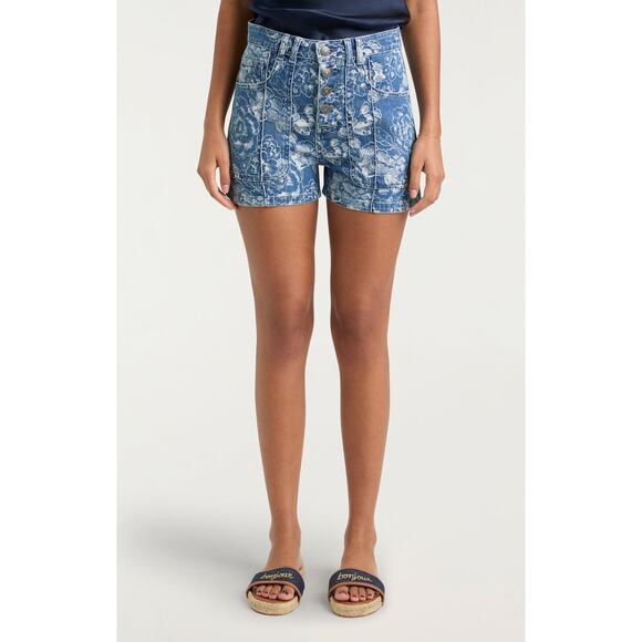 Cinq a Sept Sketchbook Floral Vivian Shorts in Indigo White 6 - Picture 2 of 6